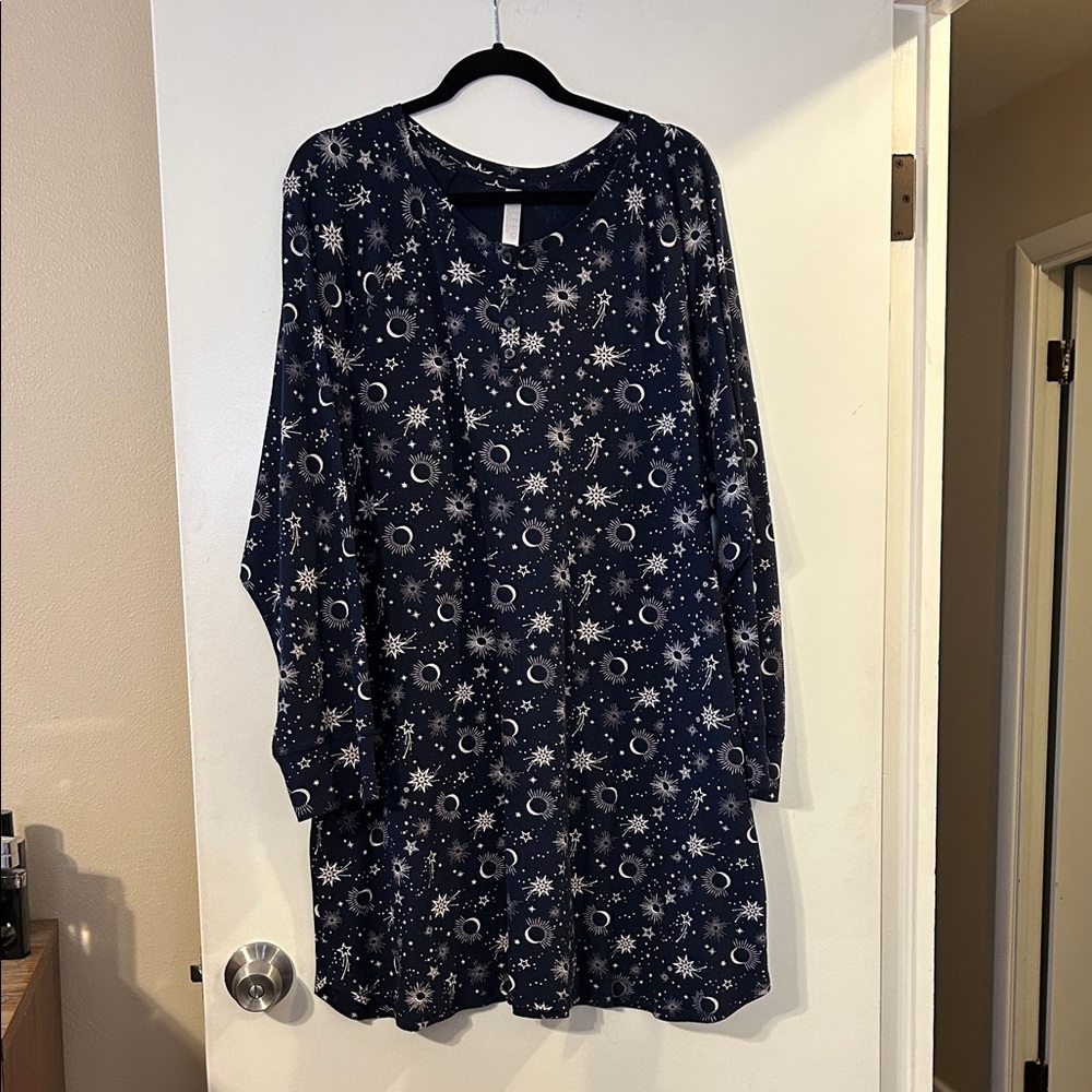 Cacique Navy Blue Celestial Pajama Gown